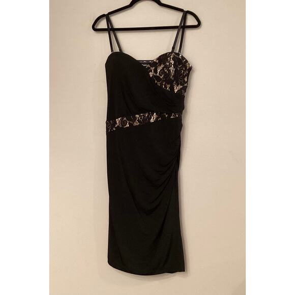 Bebe Black Cocktail Dress With Gold and Lace in Size 8 NWOT - Picture 5 of 5